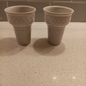 Pottery Barn Cone Shape Cup 3 3/8 " Tall Set of 2